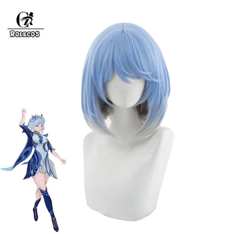 Game LOL Irelia Cosplay Wig New Skin 35cm Gradient Blue Color Women Cosplay Wigs Heat Resistant Synthetic Hair