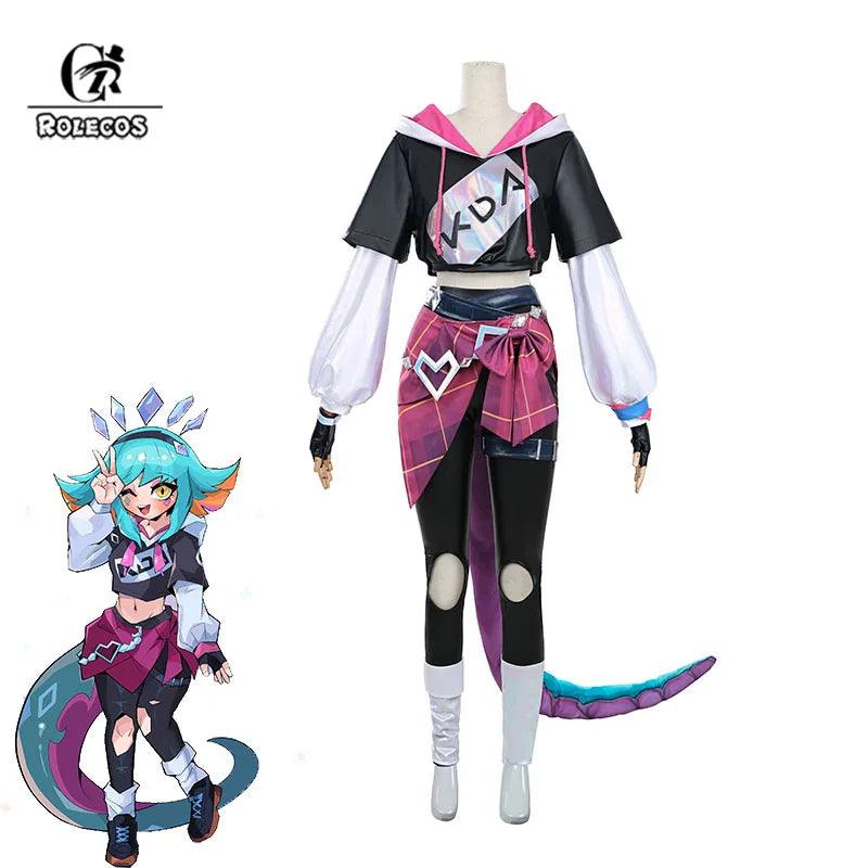 Game LOL KDA Neeko Cosplay Costume Women Super Fan Neeko Costume Halloween Party Suit Full Set with Tails