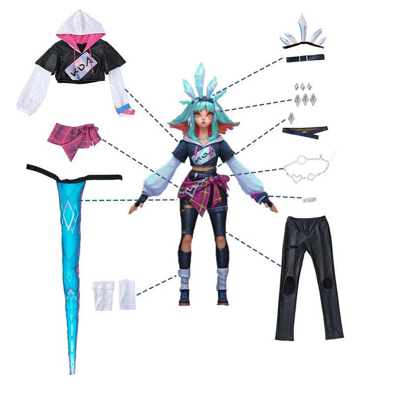 Game LOL KDA Neeko Cosplay Costume Women Super Fan Neeko Costume Halloween Party Suit Full Set with Tails