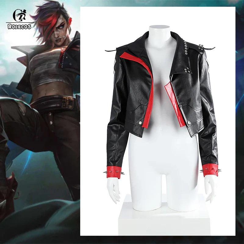 Game LOL Season 2 Brawler Vi Cosplay Costume LOL Vi Jacket Halloween Women Men Coat New Skin