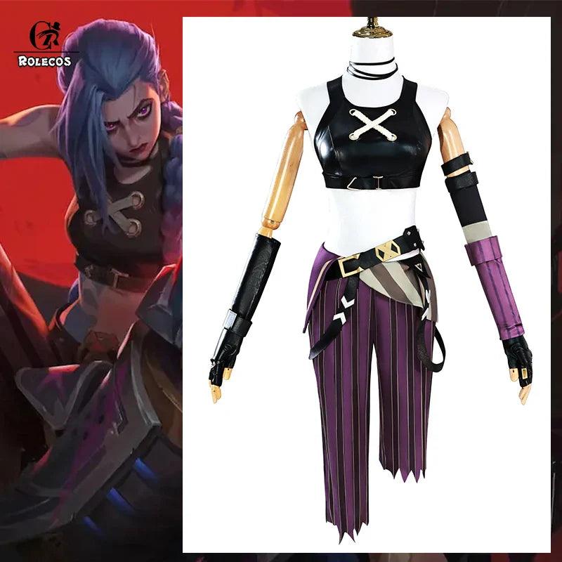 Game LOL Season 2 The Loose Cannon Jinx Cosplay Costume LOL Jinx Outfits Halloween Party Women Suit