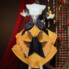 Genshin Impact Fontaine Navia Cosplay Costume Spina di Rosula Navia Steampunk Dress with Hat Halloween Women Outfit