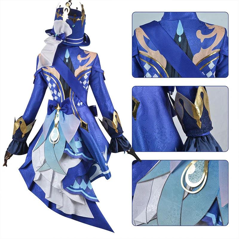 Genshin Impact Furina Cosplay Costume Fontaine Water God Focalors Halloween Costume Women Party Role Play Blue Uniform