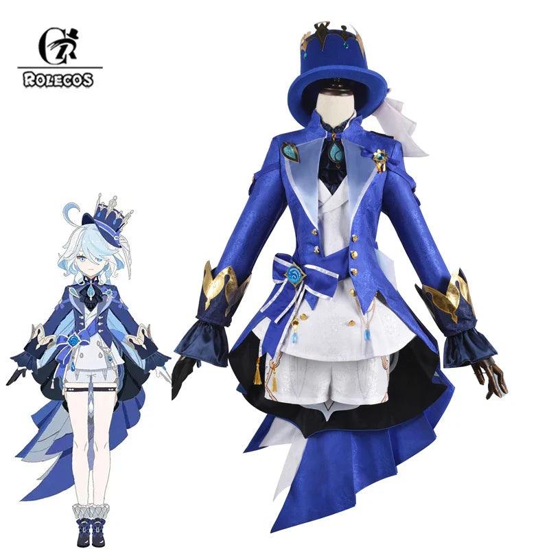 Genshin Impact Furina Cosplay Costume Fontaine Water God Focalors Halloween Costume Women Party Role Play Blue Uniform