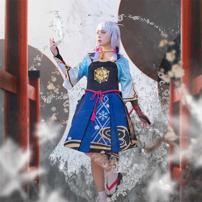 ROLECOS Genshin Impact Kamisato Ayaka Cosplay Costume for Women Outfit Dress Halloween Role Play Suit In Stock