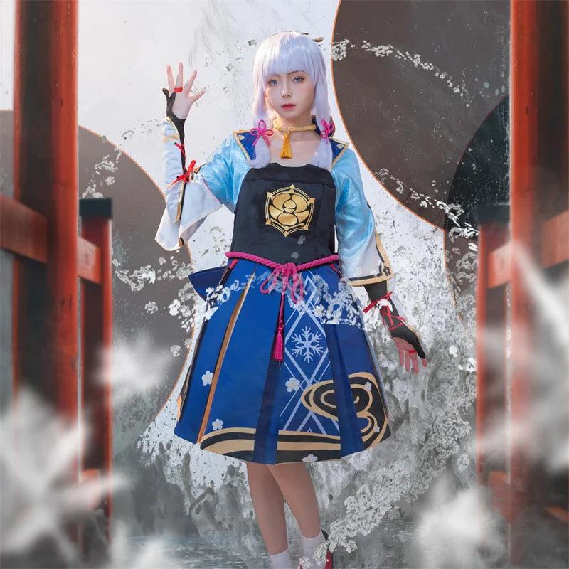 ROLECOS Genshin Impact Kamisato Ayaka Cosplay Costume for Women Outfit Dress Halloween Role Play Suit In Stock