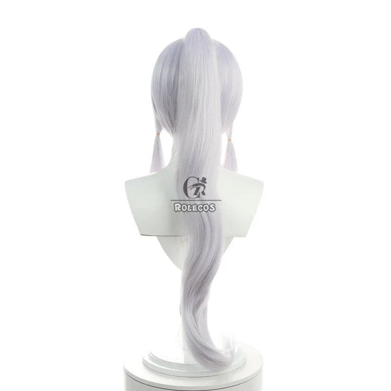 Genshin Impact Kamisato Ayaka Cosplay Wig 70cm Long Hair with Ponytails Heat Resistant Synthetic Hair