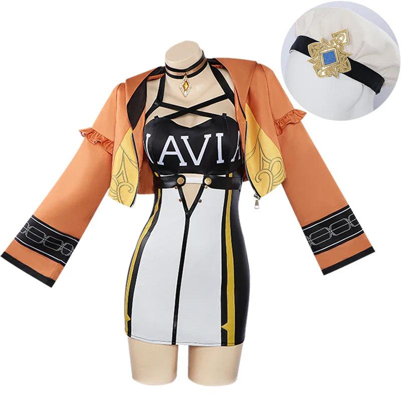 Genshin Impact Navia Cosplay Costume Navia Racing Suit with Hat Sexy Angel of Spina di Rosula Halloween Women Outfit