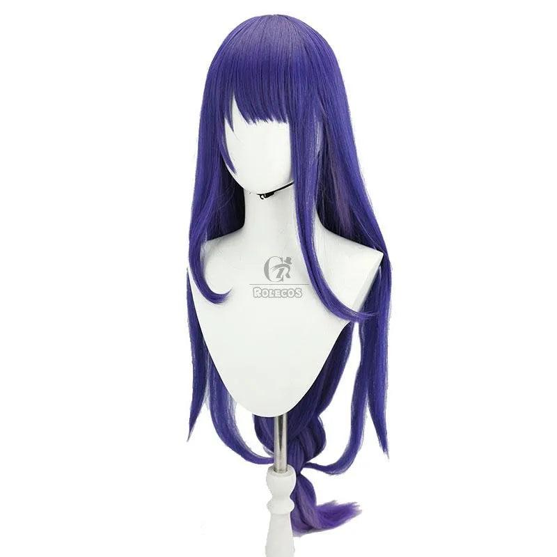 Genshin Impact Raiden Shogun Cosplay Wig 110cm Purple Straight Baal Cosplay wigs Heat Resistant Perucas Synthetic Hair