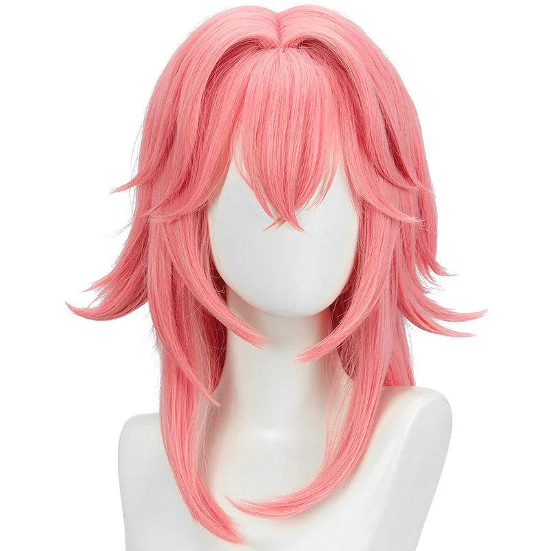 Genshin Impact Yae Guuji Cosplay Wig 80cm Long Pink Straight Wig Yae Miko Wig Heat Resistant Synthetic Hair