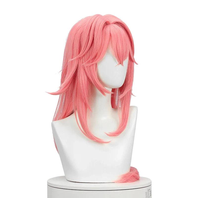 Genshin Impact Yae Guuji Cosplay Wig 80cm Long Pink Straight Wig Yae Miko Wig Heat Resistant Synthetic Hair