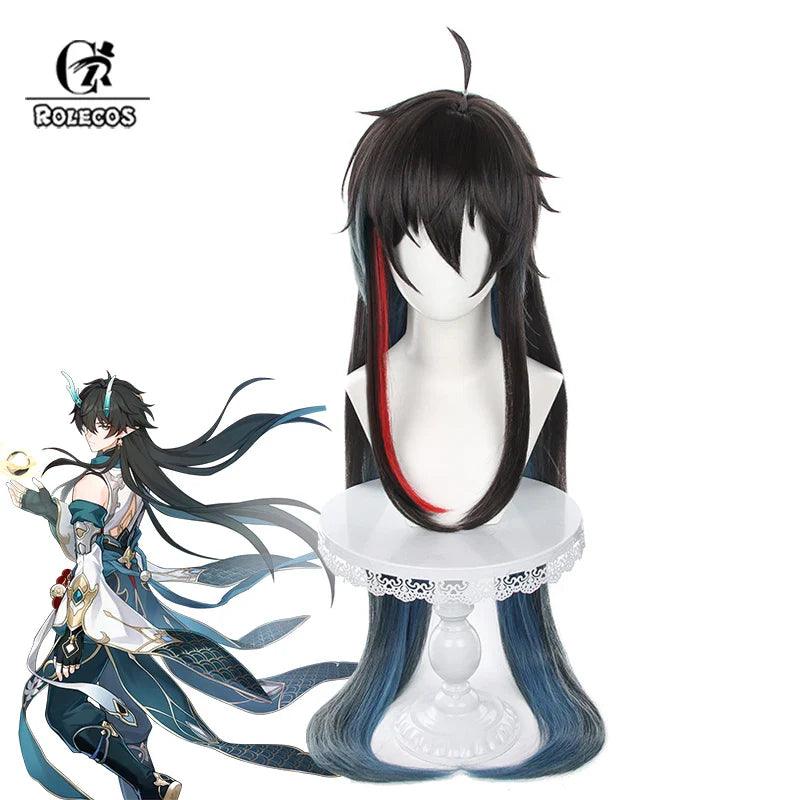 Honkai Star Rail Imbibitor Lunae DanHeng Cosplay Wig 105cm Long Mixed Color Wigs Heat Resistant Perucas Synthetic Hair