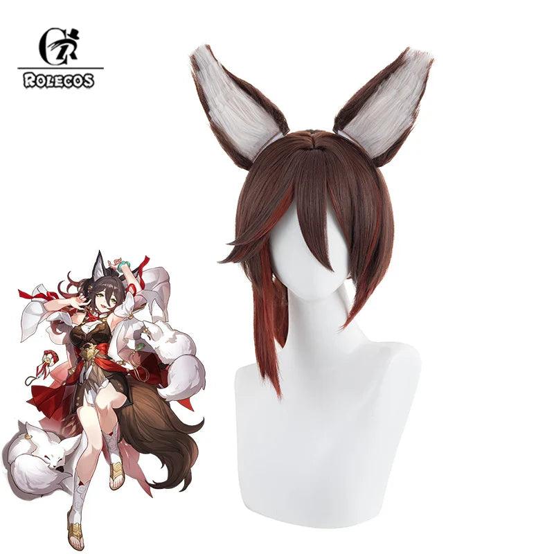 Honkai Star Rail Tingyun Cosplay Wig 50cm Mixed Color Wigs with Ears Heat Resistant Perucas Synthetic Hair