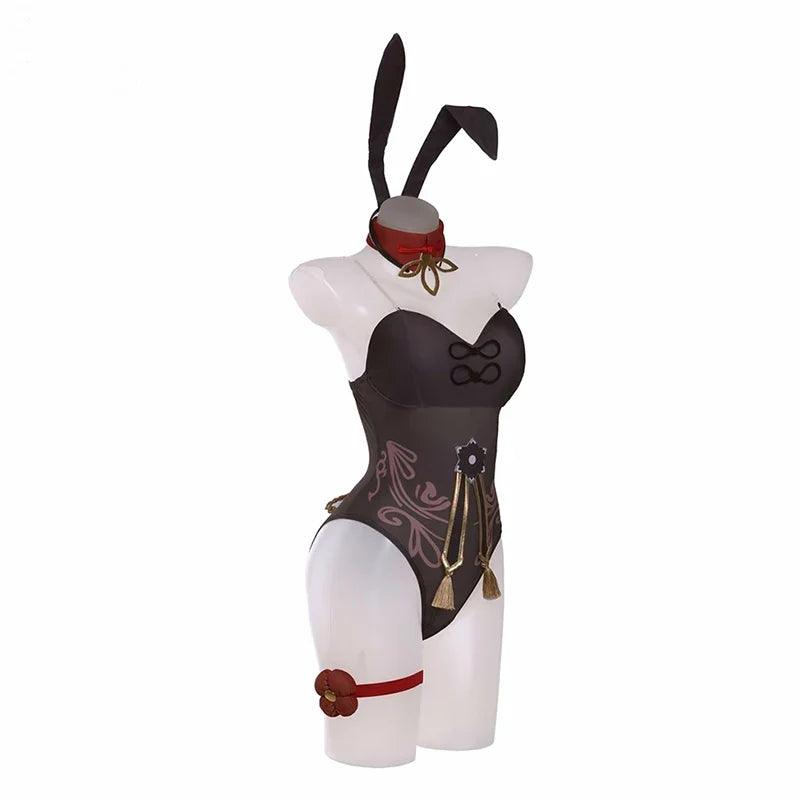 Hutao Bunny Girl Costume Genshin Impact Hutao Bunny Suit Sexy Women Jumpsuit Original Cosplay Costume Full Set