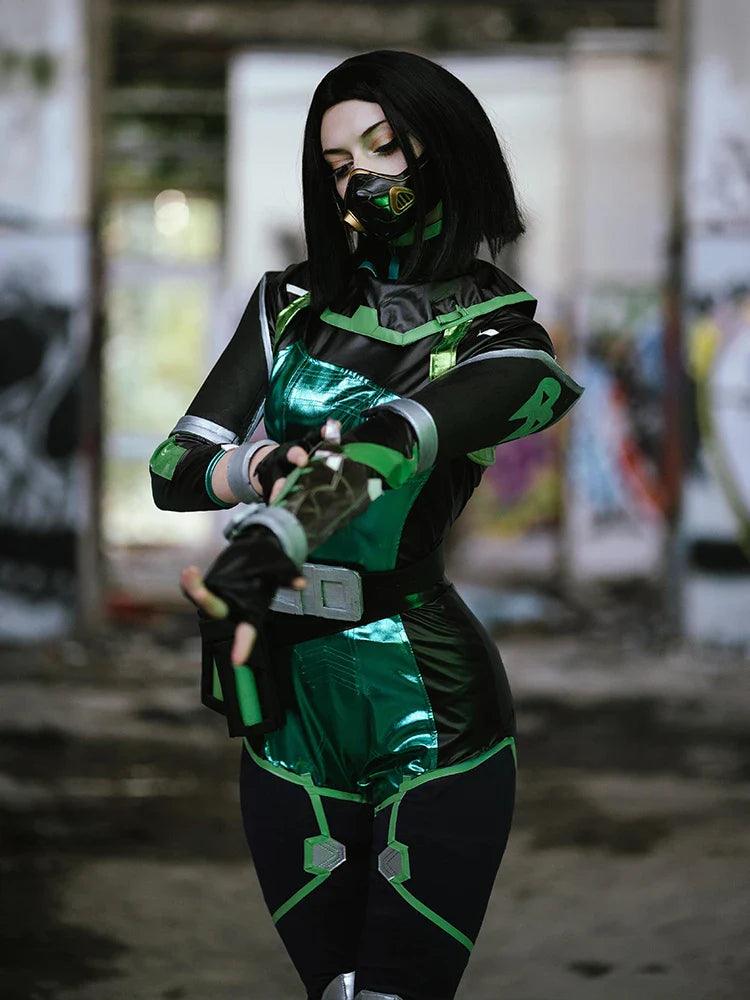 In Stock Viper Cosplay Costume Game Valorant Viper Cosplay Costume Green Women Combat Uniform Halloween Party Outfit