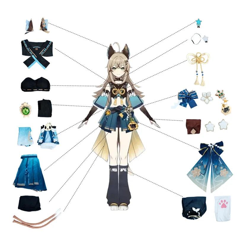 Kirara Cosplay Costume Game Genshin Impact Kirara Cat Style Uniform Costume Halloween Women Cosplay Costume Full Set