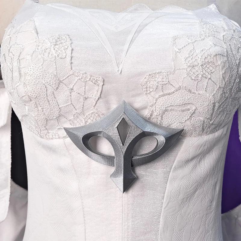 LOL Crystal Rose Sona Cosplay Costume The Maven Of The Strings Sona Costume Halloween Outfit Women White Dress New Skin