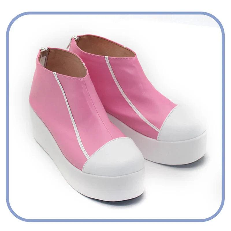 LOL HEARTSTEEL Alune Cosplay Shoes Pink Flat Thick Sole Women Zipper Casual Shoes Party Halloween Ladies Shoes