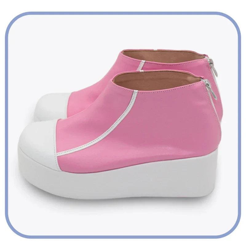 LOL HEARTSTEEL Alune Cosplay Shoes Pink Flat Thick Sole Women Zipper Casual Shoes Party Halloween Ladies Shoes