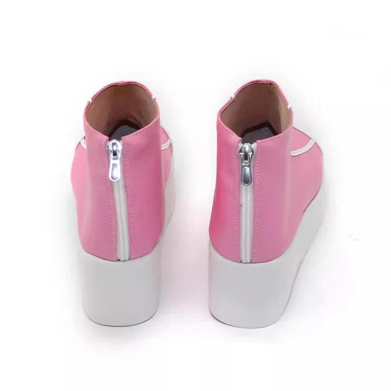 LOL HEARTSTEEL Alune Cosplay Shoes Pink Flat Thick Sole Women Zipper Casual Shoes Party Halloween Ladies Shoes