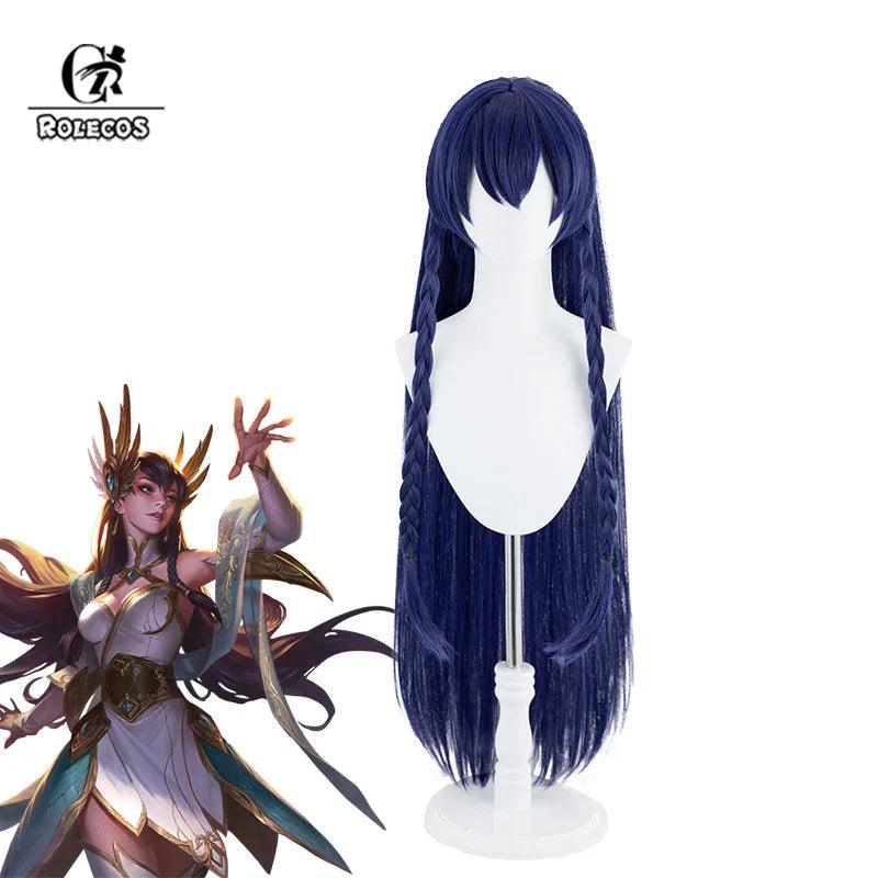 LOL Immortal Journey Irelia Cosplay Wig 100cm Women Long Blue Cosplay Wigs Heat Resistant Synthetic Hair