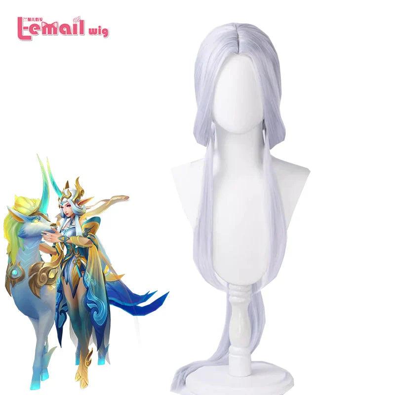 LOL Immortal Journey Soraka Cosplay Wig 100cm Women Long Cosplay Wigs Heat Resistant Synthetic Hair