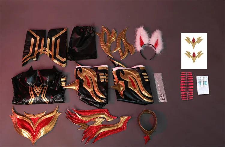 LOL Immortalized Legend Ahri Cosplay Costume Game LOL Nine Tailed Demon Fox Ahri Outfit Halloween Women Suit