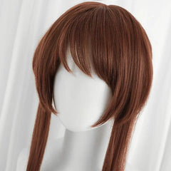 LOL Risen Legend Ahri Cosplay Wig 65cm Brown Color with Braid Wigs Women Heat Resistant Synthetic Hair