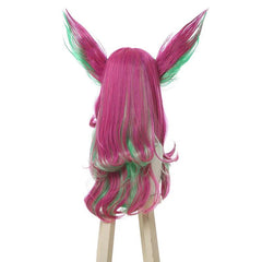 LOL Star Guardian Xayah Cosplay Wig 65cm Mixed Color Women Cosplay Wigs with Ears Heat Resistant Synthetic Hair