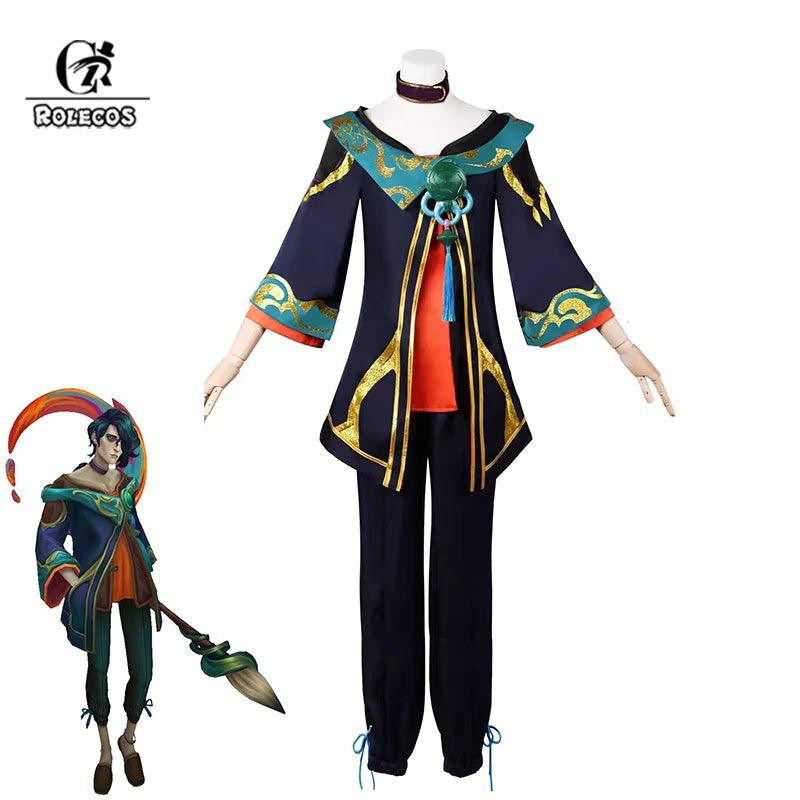 LOL The Visionary Hwei Cosplay Costume LOL Splash Art Lukai Hwei Champion Men Cosplay Costume Halloween Full Set