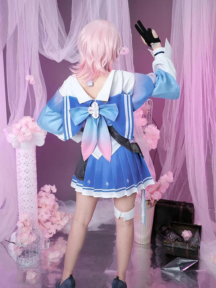 March 7th Cosplay Costume  Game Honkai Star Rail Cute Blue Women Dress Halloween Carnival Party Sailor Uniform