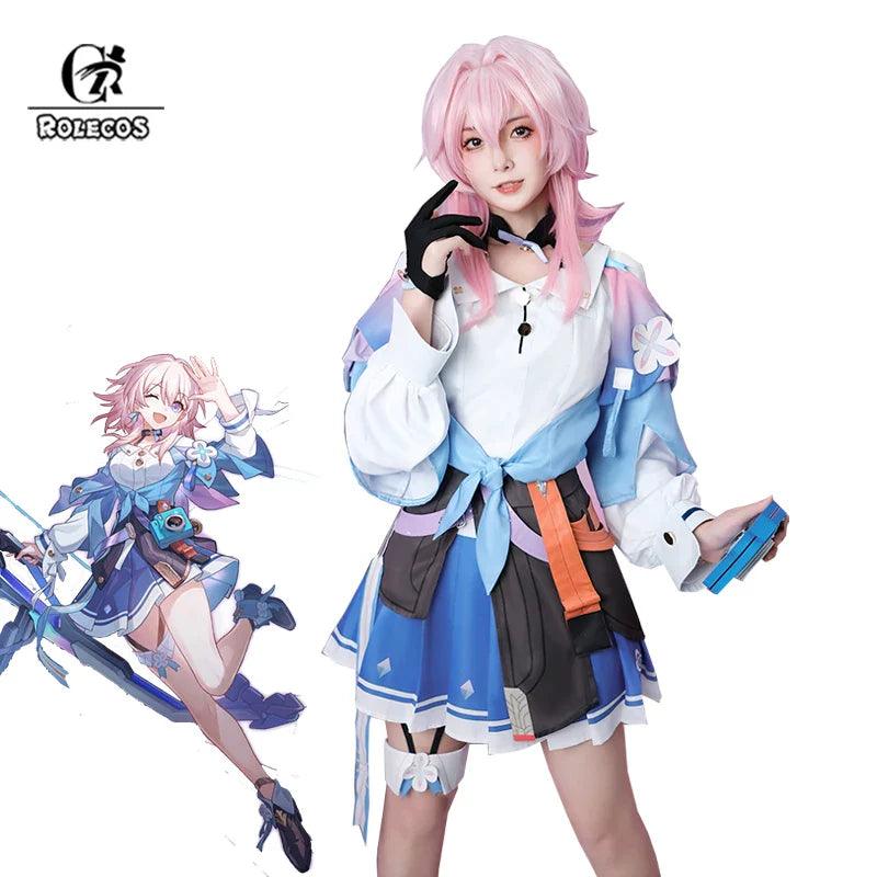 March 7th Cosplay Costume  Game Honkai Star Rail Cute Blue Women Dress Halloween Carnival Party Sailor Uniform