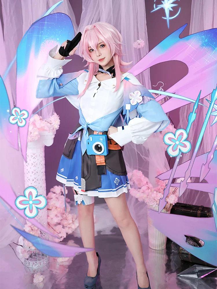 March 7th Cosplay Costume  Game Honkai Star Rail Cute Blue Women Dress Halloween Carnival Party Sailor Uniform