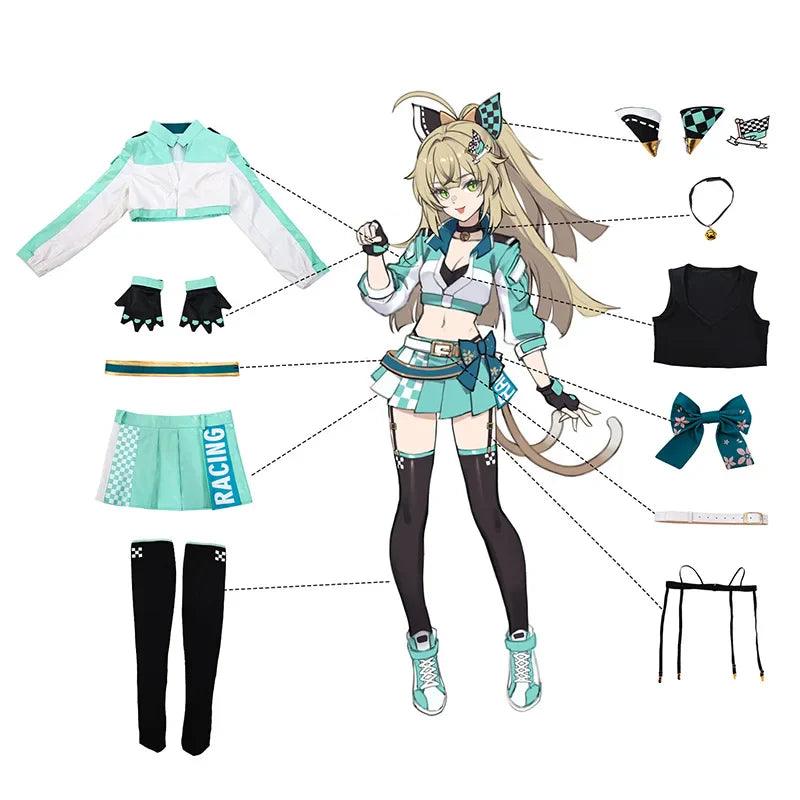 Original Genshin Impact Kirara Race Queen Outfits Game Kirara Racing Suit Halloween Women Cosplay Costume