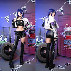 Original Honkai Star Rail Acheron Cosplay Costume Galaxy Rangers Acheron Racing Suit Halloween Women Outfit with Flag