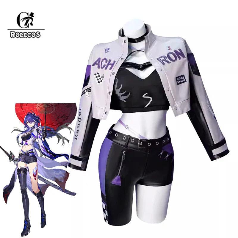 Original Honkai Star Rail Acheron Cosplay Costume Galaxy Rangers Acheron Racing Suit Halloween Women Outfit with Flag