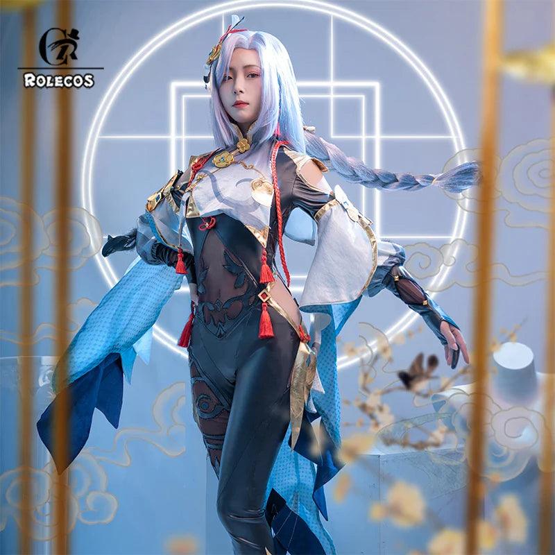 Shenhe Cosplay Costume Genshin Impact Shenhe Cosplay Costume Women Sexy Jumpsuit Outfits Halloween Full Set