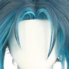 Xiao Cosplay Wig Genshin Impact Xiao Cosplay Wig 40cm Mixed Blue Headwear Short Wigs Heat Resistant Synthetic Hair