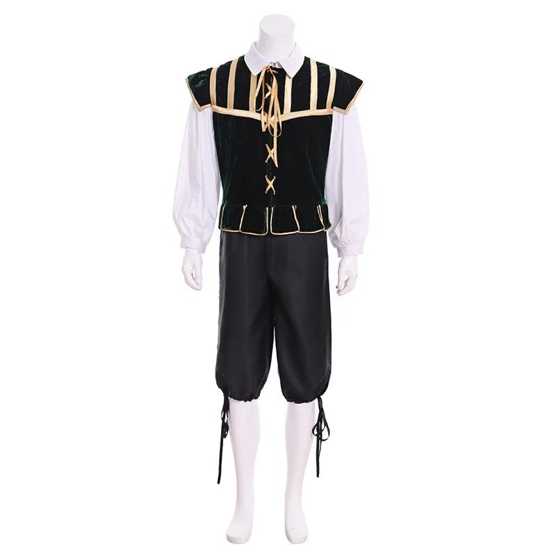 Renaissance Tudor Noble Court Doublet Costume - Medieval Jerkin Vest & Viking-Inspired Outfit for Men