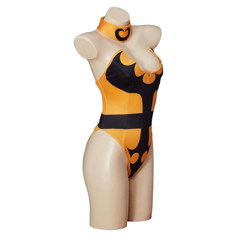 Mortal Kombat X Tanya Cosplay Costume | Yellow Jumpsuit Bodysuit with Gloves & Stockings