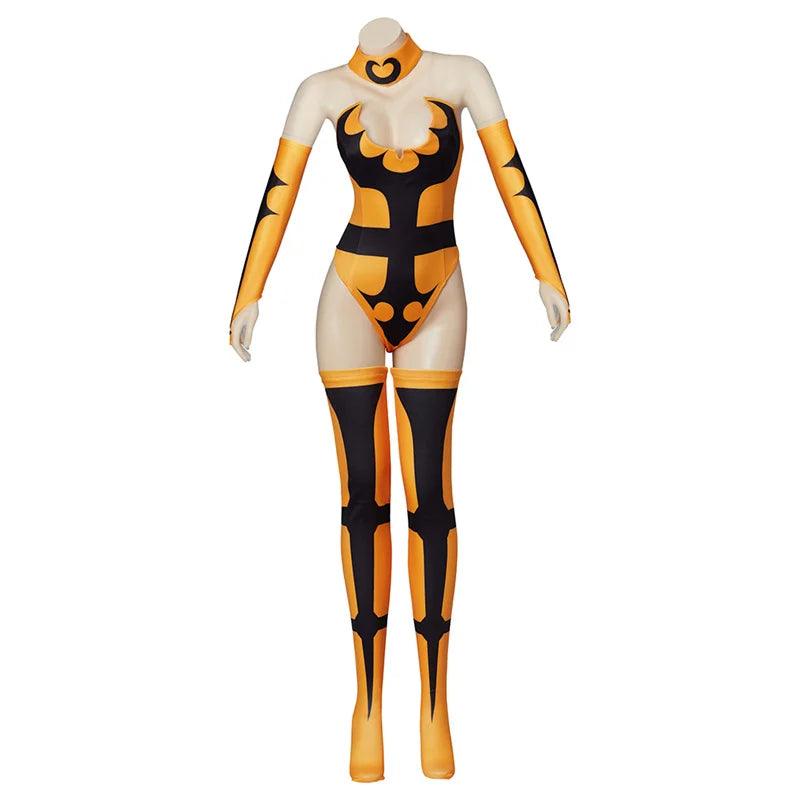 Mortal Kombat X Tanya Cosplay Costume | Yellow Jumpsuit Bodysuit with Gloves & Stockings