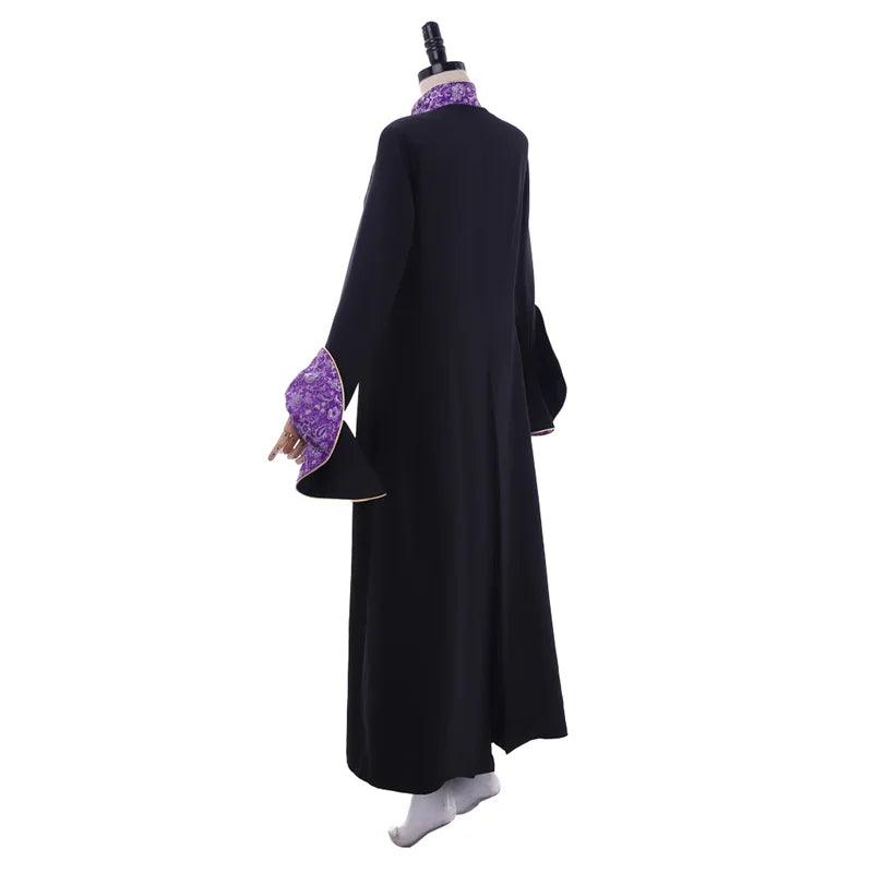 Medieval Priestess Robe Costume - Women’s Black Trumpet Sleeve Clergy Cassock with Cloak | Coscosmos Cosplay Series