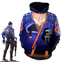 Yoru Cosplay Game Valorant Costume Unisex 3D Hoodie Sweatshirt Punk Hip-Hop Pullover Halloween Carnival Party Streetwear