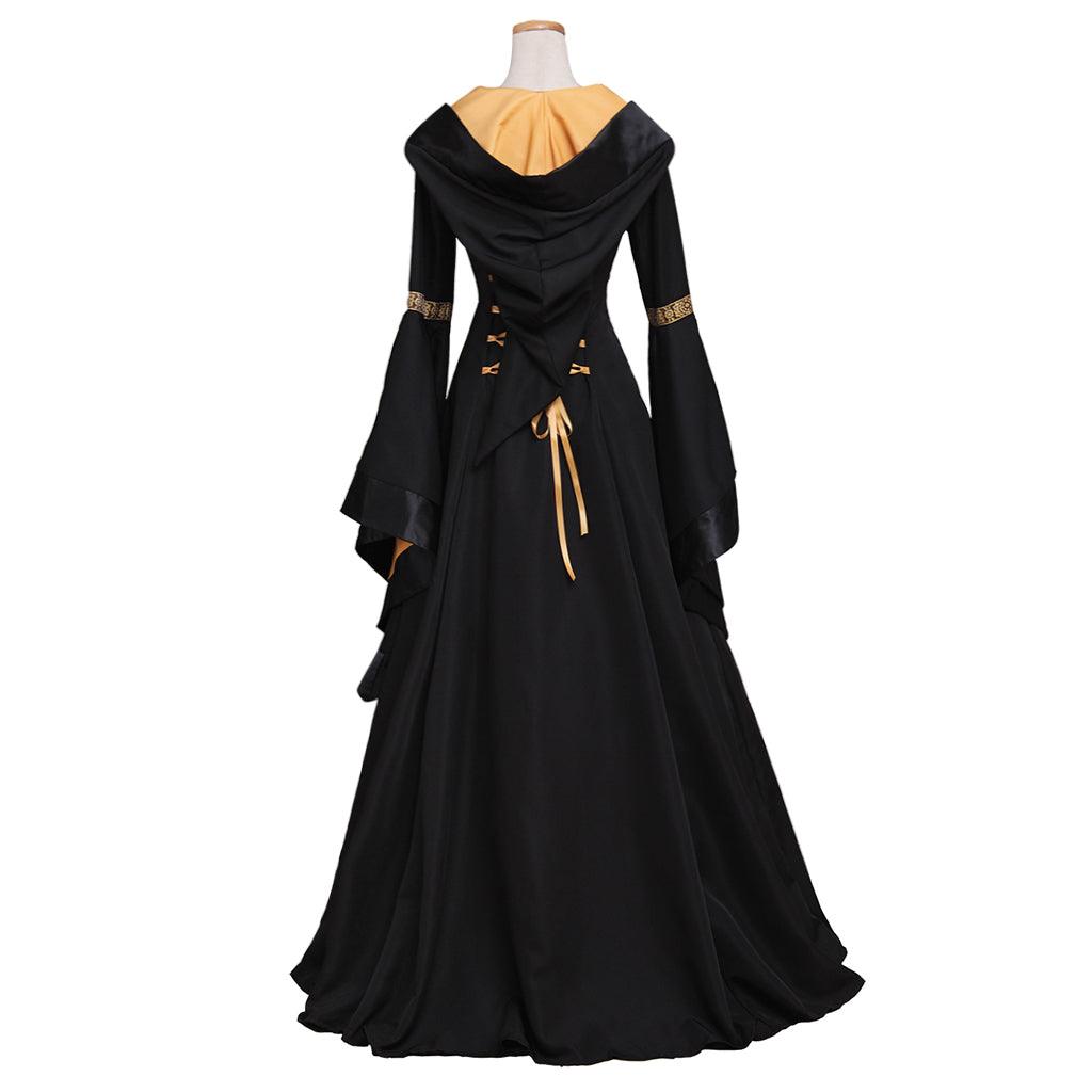 Women's Renaissance Medieval Gothic Long Black Hooded Dress for Halloween Ball Gowns Costumes - Custom Made