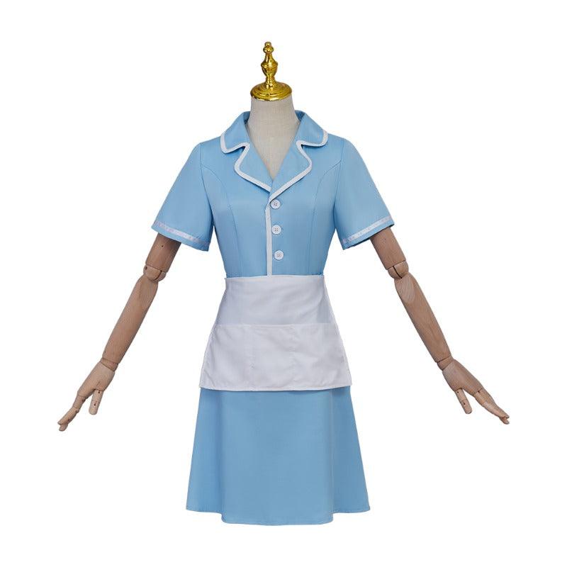 Waitress the Musical Inspired Cosplay Costume – Blue Maid Uniform Dress with Apron for Women