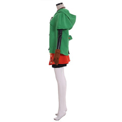 Linkle Cosplay Elf Costume Full Set with Green Cloak, Shirt, Pants, and Skirt