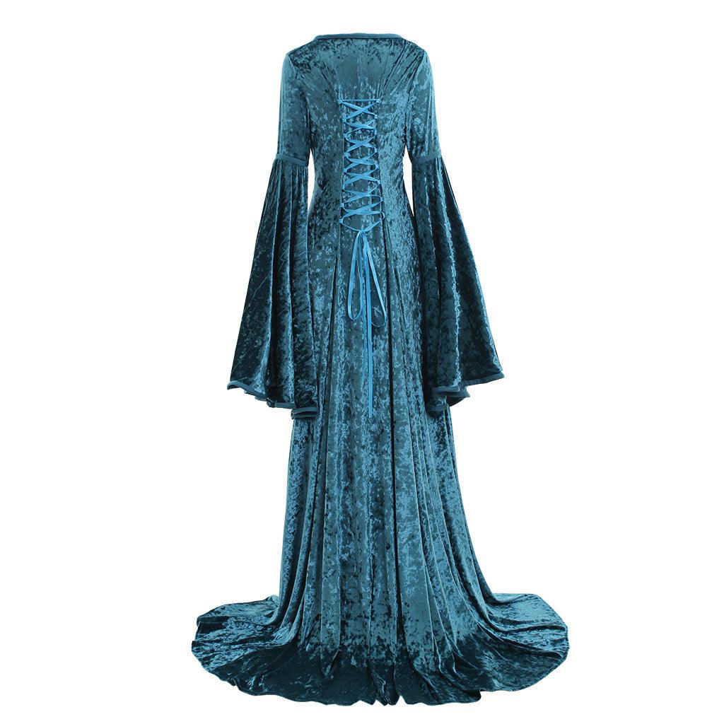 Lady's Medieval Renaissance Historic Blue Dress Inspiration Maiden Velvet Ball Gown Costume Victorian Dress