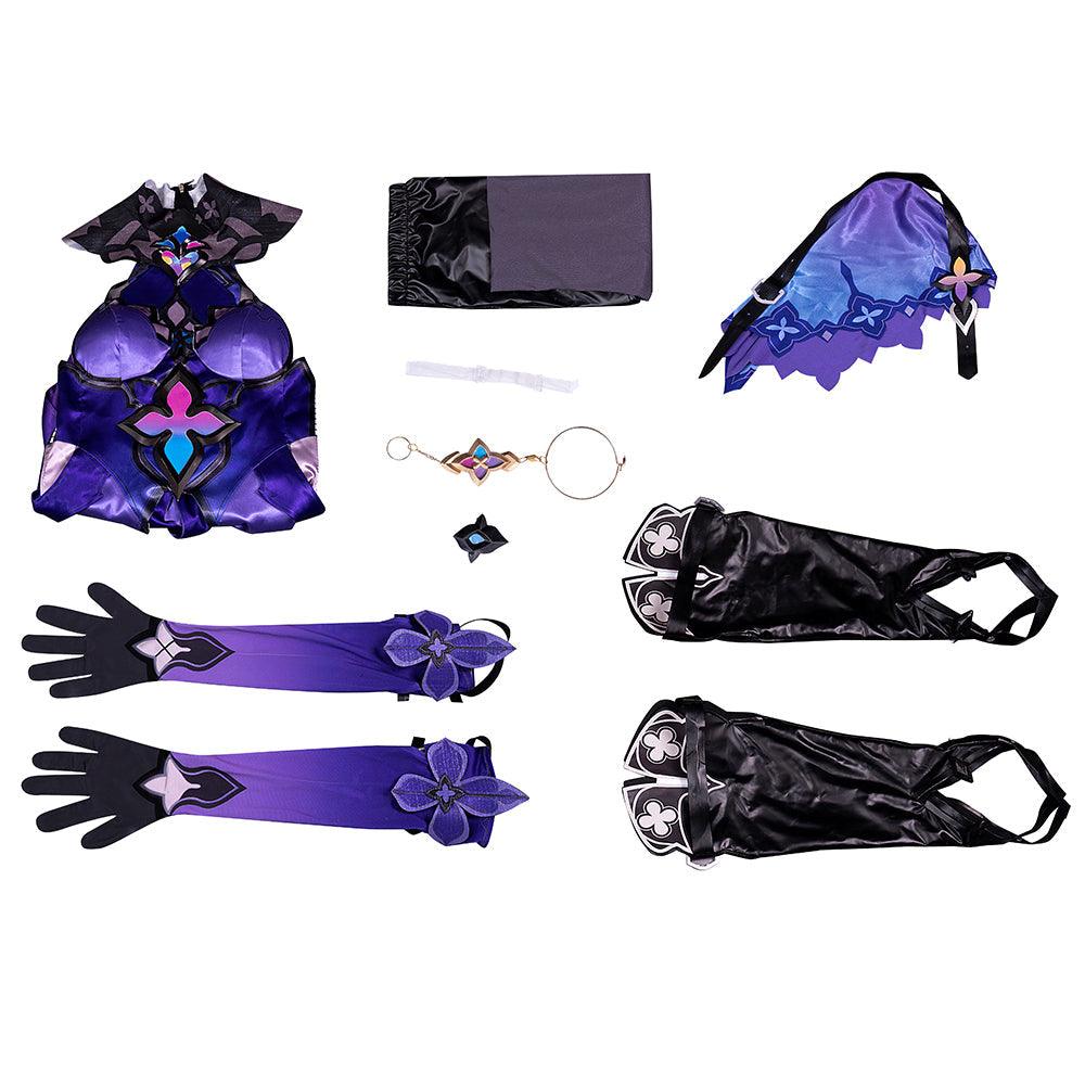 Honkai Star Rail Black Swan Cosplay Costume | Purple Dress Wig Uniform with Garden of Recollection Accessories