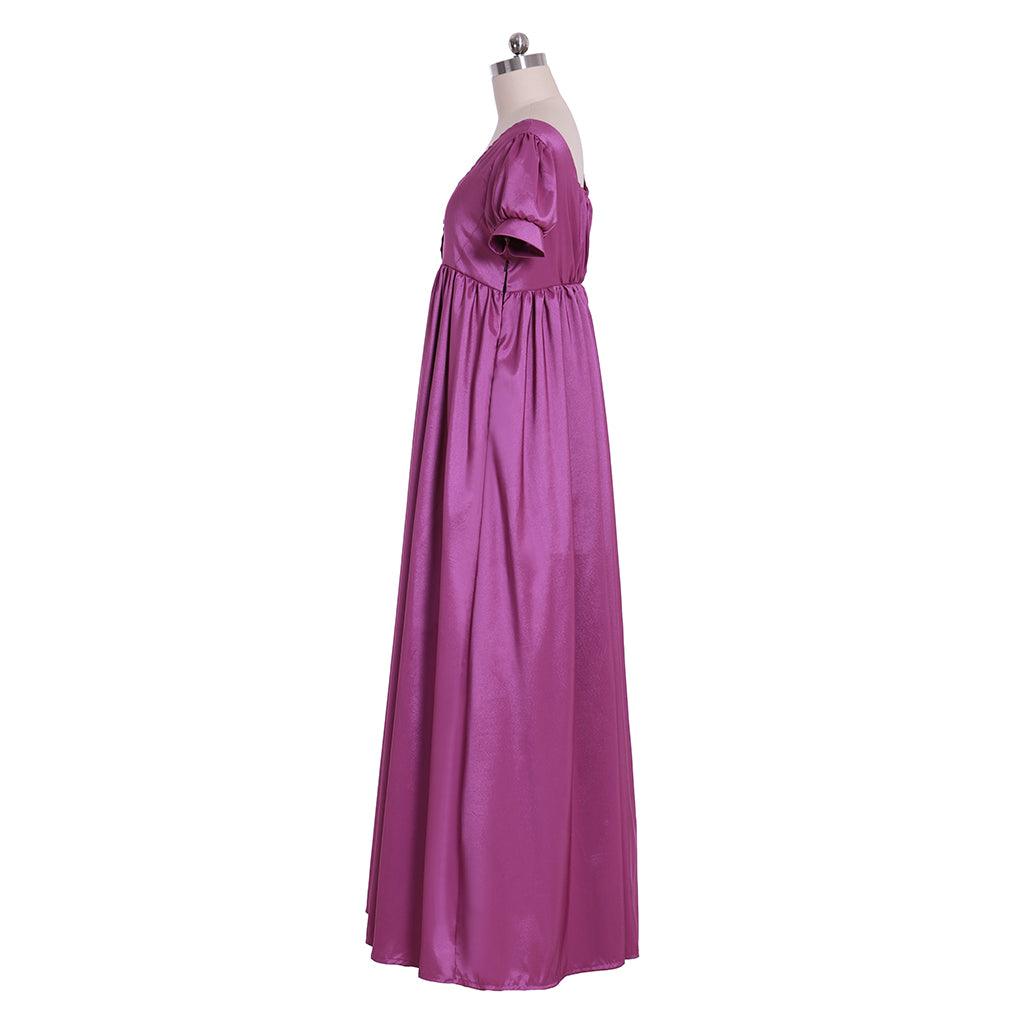 Regency Purple Dress Medieval Renaissance Court Noble Tea Party Gown Women Theatre Stage Performance Costume