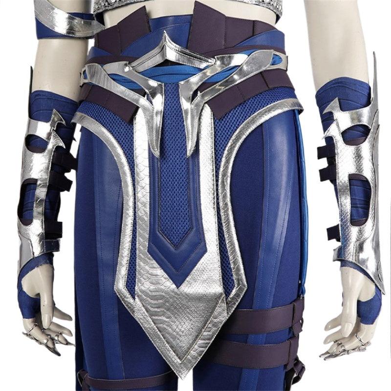 Mortal Kombat Kitana Costume Sexy Blue Top Pants Mask Accessories Halloween Outfit